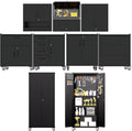 Metal Tool Cabinet,Garage Storage Cabinet System,Wall Cabinet & Locking Rolling Tool Cabinet with Doors and Adjustable Shelves,Steel Tool Cabinets for Home (10 Pcs-StyleA, Black)