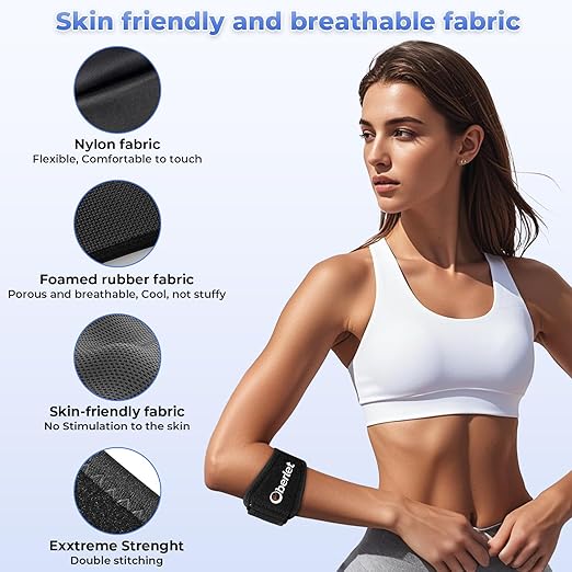 Tennis & Golfer's Elbow Brace for Men & Women with Tendonitis & Elbow Pain Relief - Adjustable Strap & Compression Pads, Arm Forearm Support Band - Orange 1 Pack