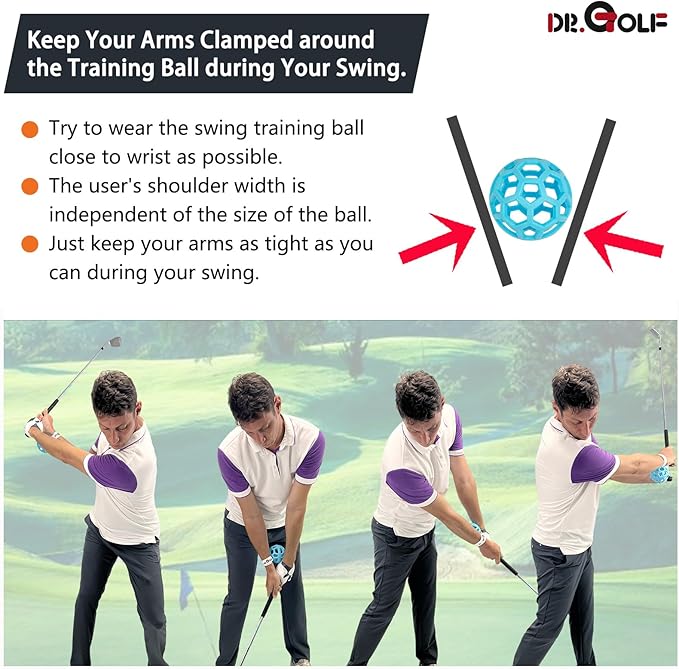 Swing Training Ball， Avoid Chicken Wing, PGA Recommend, Patented Golf Swing Training Aid