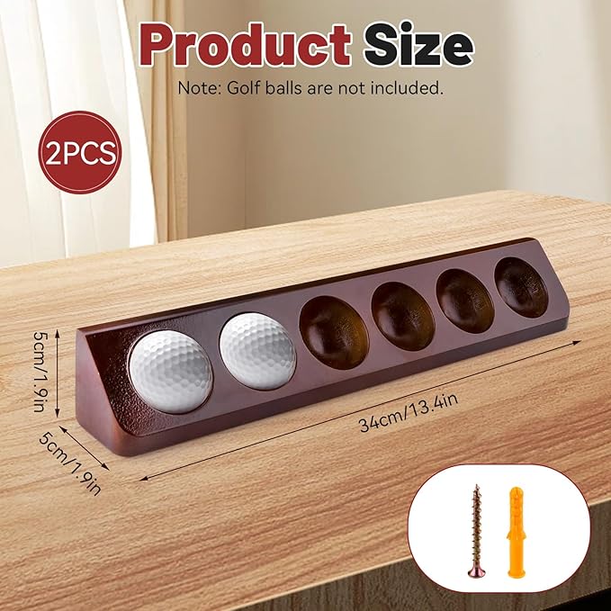 Wooden Golf Ball Display Case Wall Mount, 12 Standard Golf Balls Display Holder Stand, Wall&Desktop Golf Balls Decor Rack, Sport Memorabilia Collectibles, Gift for Golf Enthusiasts
