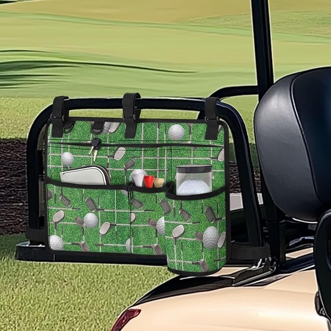 Golf Ball Golf Cart Rear Seat Organizer Universal No Drilling Storage Bag Lightweight Accessories