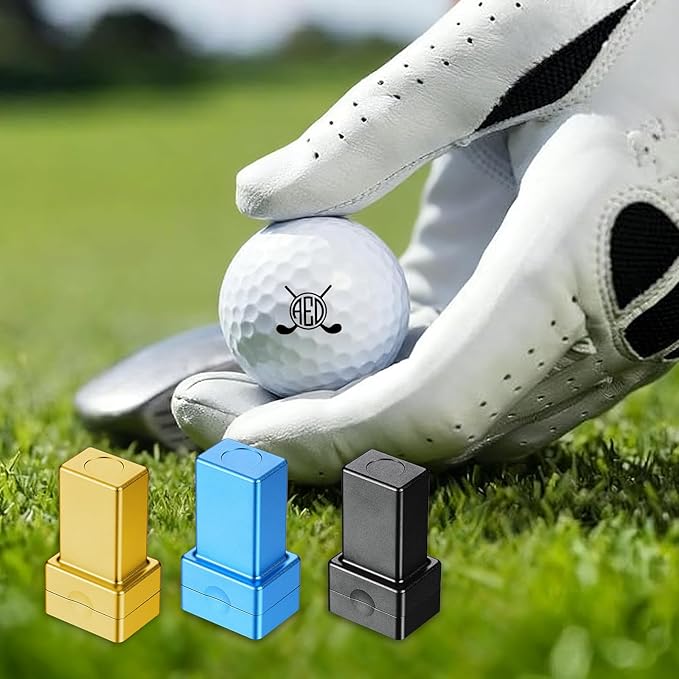 Golf Ball Stamp Personalized Marker - Premium Metal Custom Golf Ball Stamp - Quick-Dry Ink Monogram Identifier - Unique Golfing Accessories Gifts for Men Dad (Blue)