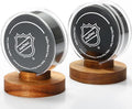 JupDec Hockey Puck Display Case Acrylic Clear Holder with Wood Base, Autograph Souvenir Display Stand, Perfect Showcase for Your Collection, Brown, 2 Pack