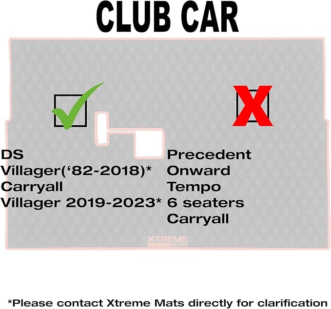 Xtreme Mats Club Car Compatible Golf Cart Mat, Full Coverage Rubber Floor Liner - Fits Club Car DS (1982-2013) and Villager (1982-2018) - Black with Blue Trim