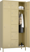 METAN Metal Locker for School Office Gym Bedroom, 10 Doors Steel Storage Locker Cabinet for Employees, Industrial Storage Locker, Assembly Required (Camel)