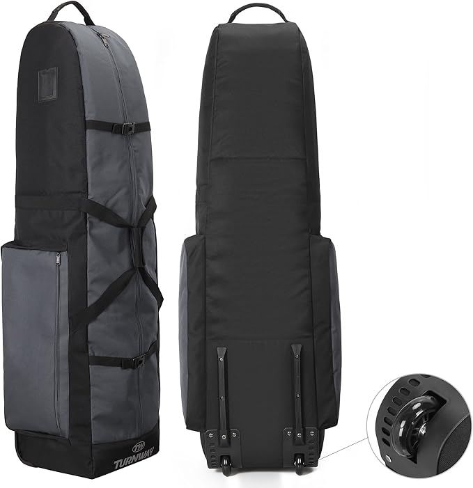 Foldable Padded Golf Travel Bag, Heavy Duty 900D Polyester Golf Club Bag Waterproof Golf Carry Bag Cart Bag with Wheels, Soft-Sided Spacial Size for Golf Gear Transportation