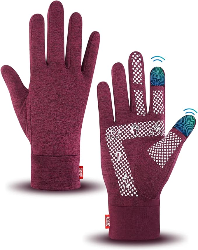 Aegend Lightweight Winter Gloves for Men Women, Warm Running Gloves Touchscreen Thermal Glove Liners for Cold Weather Driving, Cycling & Hiking, Non-Slip, Elastic Cuff, Stretchy, Durable