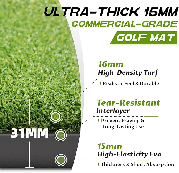 Bltend Golf Mat: 5x4ft & 5x5ft Heavy-Duty Golf Hitting Mats Practice Outdoor/Indoor, Elite Dense Artificial Turf Matt Training Aid for Backyard/Garage/Driving Range/Simulators