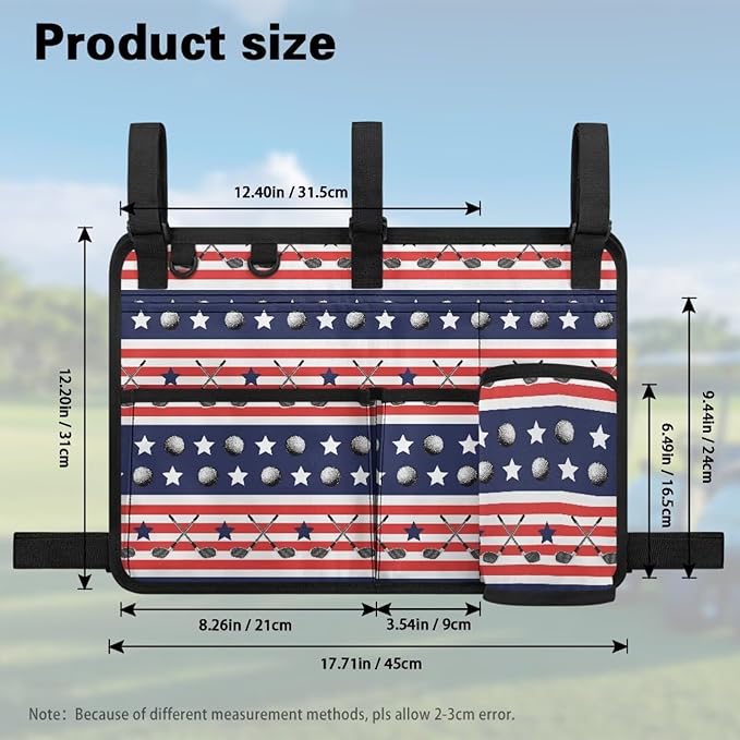 Golf Ball Golf Cart Rear Seat Organizer Universal No Drilling Storage Bag Lightweight Accessories