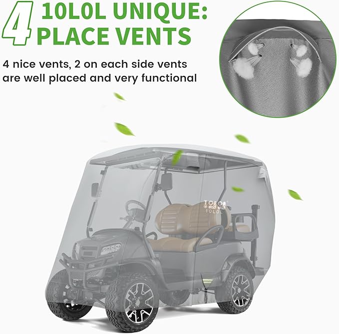 10L0L Heavy Duty 650D Golf Cart Cover for 2/4/6 Passengers EZGO, Club Car and Yamaha, All Weather Outdoor Protection Weatherproof