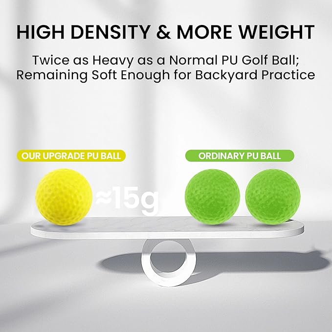 Amy Sport Practice Golf Balls Foam More Weight Value 16/32 Pack, High Density Real Feel 1/3 Distance of Regulation Golf Ball, Soft Durable for Backyard Indoor Outdoor Training
