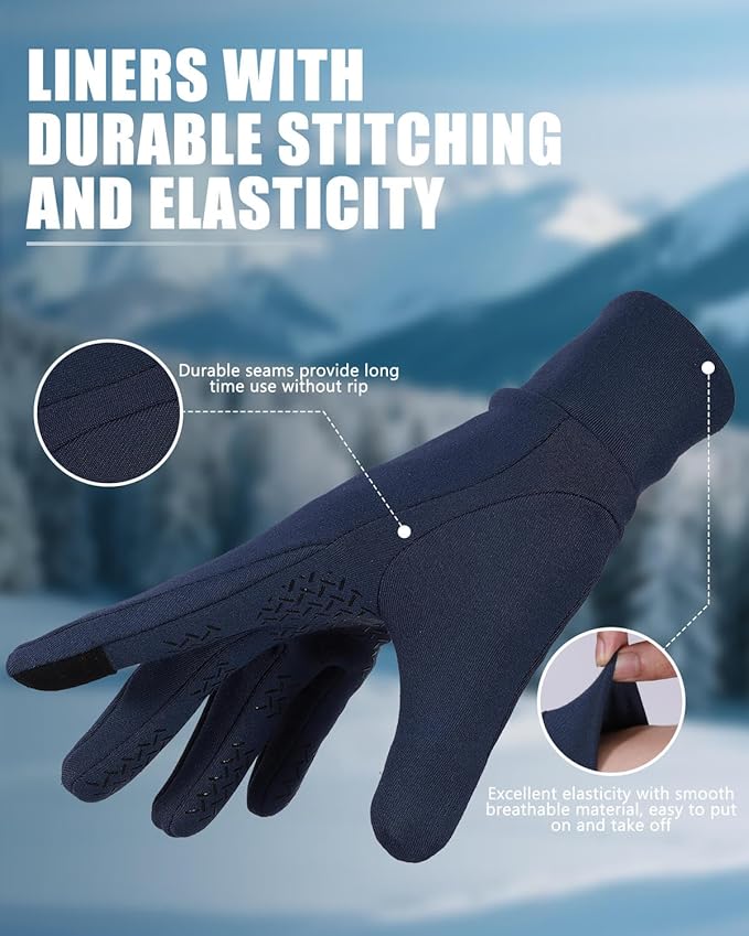 Aegend Lightweight Winter Gloves for Men Women, Warm Running Gloves Touchscreen Thermal Glove Liners for Cold Weather Driving, Cycling & Hiking, Non-Slip, Elastic Cuff, Stretchy, Durable