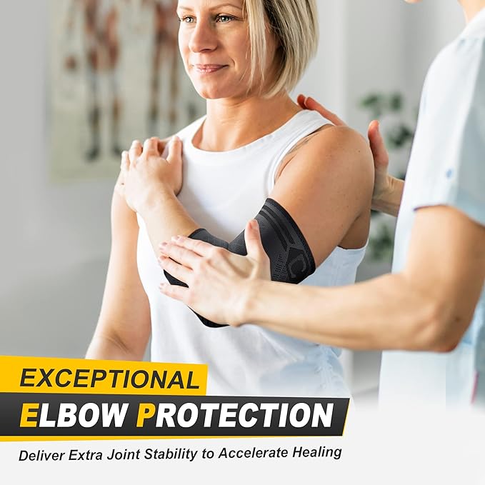 CAMBIVO 2 Pack Elbow Brace for Tendonitis, Tennis Elbow Compression Support Sleeve for Golfers Elbow Pain Relief, Arthritis, Bursitis, Workout, Weightlifting (Black, X-Small)