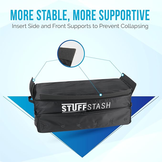 STUFFSTASH Golf Trunk Organizer – Extra Large Car & SUV Storage for Golf Gear (3 Pairs of Shoes, Ventilated Shoe Section, Reinforced Base, Dividers for Tees & Accessories)