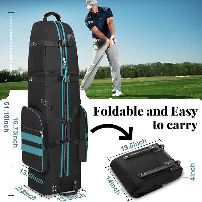 Golf Travel Bag with Wheels, Outdoors Heavy Duty 900D Polyester Waterproof Travel Golf Bags, Golf Travel Bags for Airlines, Transporting, Clubs