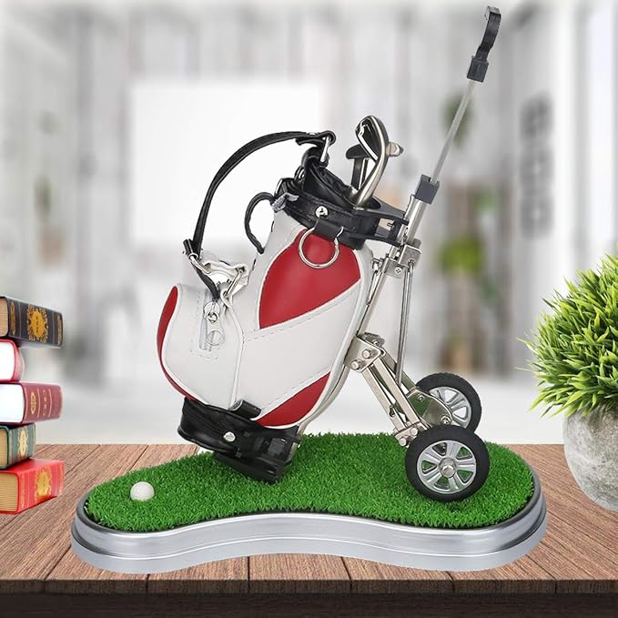 Golf Gift Golf Pens Holder, Golf Bag Holder with 3 Pieces Aluminum Pen Golf Bag Pencil Holder for Men