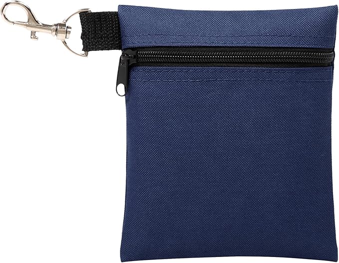 BuyAgain Golf Tee Pouch, 5.62 X 6.87 Inch Professional Zipper Golf Tee/Ball Pouch Bag with Metal Lobster Claw Clip