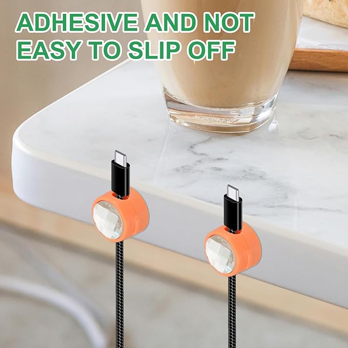 PATIKIL Cable Organizer Holder, 6 Pcs Magnetic Spring Desk Cable Management Clips Adhesive Cord Holder Keepers for Office Desktop Wall Car, Orange
