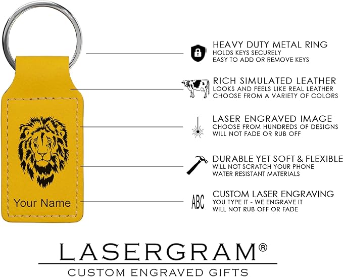 LaserGram Rectangle Keychain, Coat of Arms Germany, Personalized Engraving Included (Yellow)