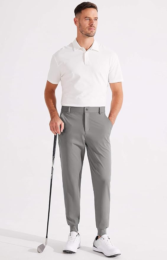 Libin Men's Golf Pants Joggers Lightweight 3 Pockets Slim Fit Soft Stretchy Tapered Work Dress Athletic