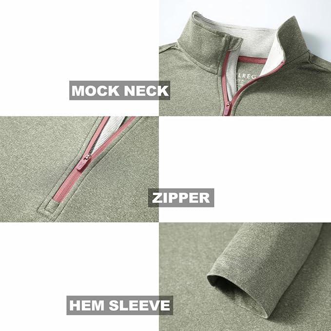 M MAELREG Quarter Zip Golf Pullover Men Dry Fit Long Sleeve Performance Wicking Mock Neck 1/4 Zip Pullover Mens Sweatshirt