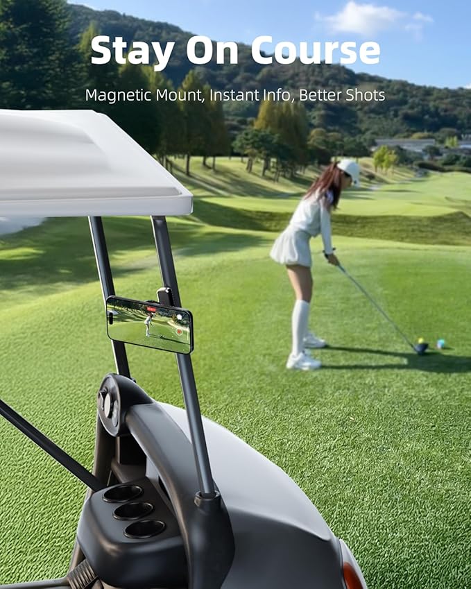 TODI Magnetic Golf Cart Phone Holder – Compatible with MagSafe iPhone 16 15 14 13 12 Pro/Max/Plus, Fits EZGO Club Car Yamaha Icon, Golf Gifts for Golfers Men, Dad, Grandpa