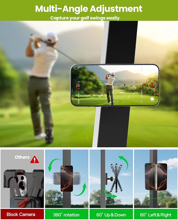 Magnetic Golf Cart Phone Holder 2 Pcs, 360° Rotation Golf Accessories for Mens Gifts, Mens Stocking Stuffers 2025, White Elephant Gifts for Grandpa Papa Husband