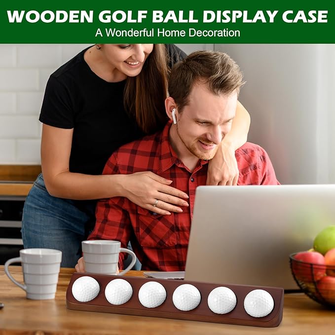 Wooden Golf Ball Display Case Black Ball Holder Wall Mount Stand Wall Mountable Shelf for Collector Sports Memorabilia Decoration Supplies (Brown)