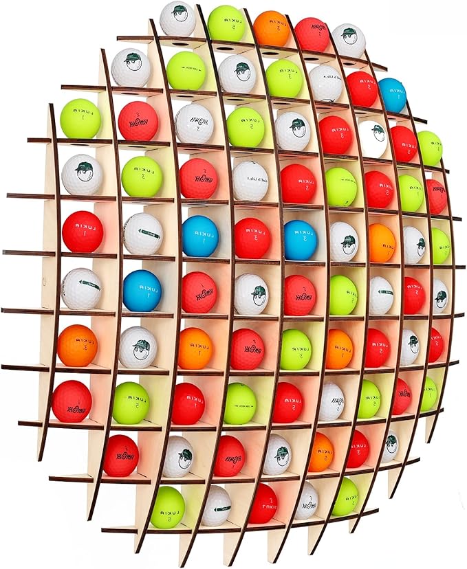Golf Ball Display Case in the shape of a ball, Golf ball holder will hold up to 78 Golf Balls, Great for Collectors!
