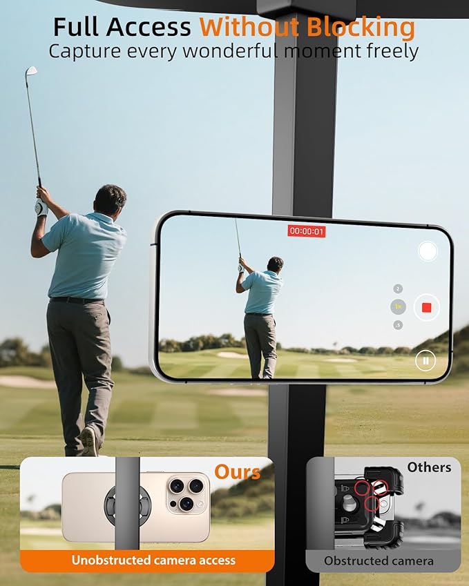 pop-tech Magnetic Golf Cart Phone Holder for MagSafe iPhone 17 Pro Max 16 15 14 13 12 Fits EZGO, Club Car, Yamaha, Icon, Golf Cart Accessories Essential Gift for Men Women Dad