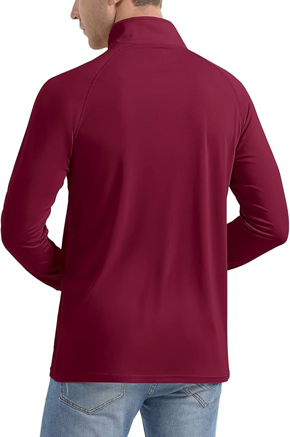 MAGCOMSEN Men's Long Sleeve Sun Shirts UPF 50+ Tees 1/4 Zip Up Fishing Running Rash Guard T-Shirts Outdoor Shirt