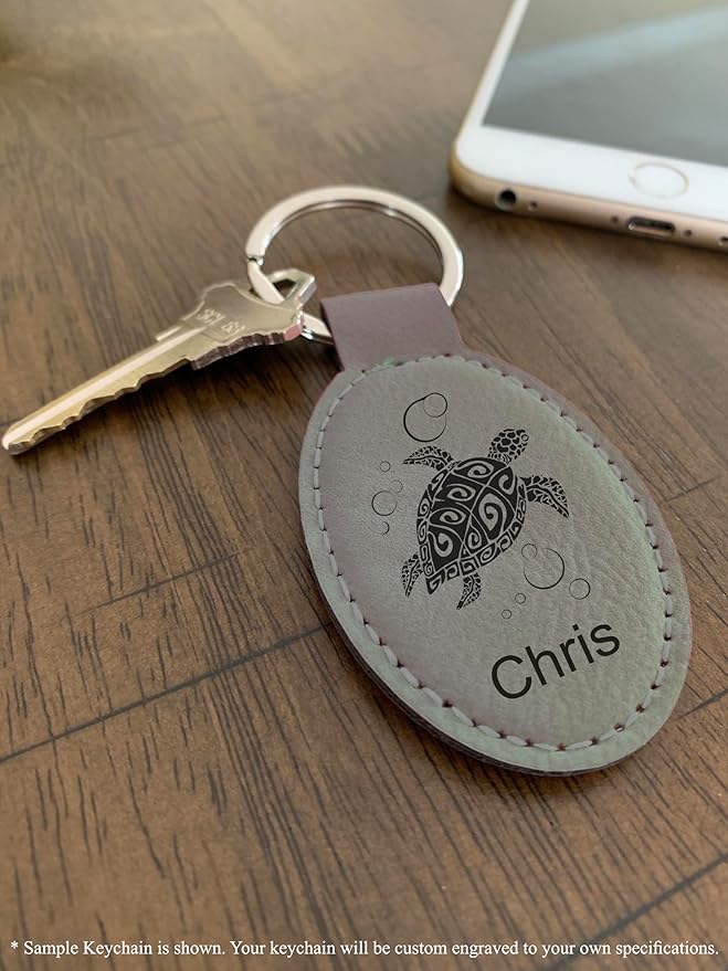 LaserGram Oval Keychain, Off Road Racer, Personalized Engraving Included (Gray)