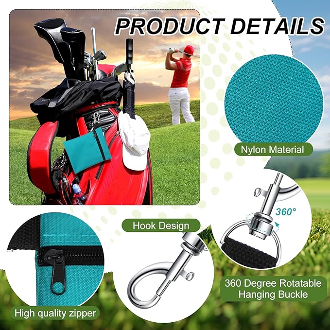 WILLBOND 12 Pcs Golf Tee Bag Holder Tee Pouch Golf Ball Carry Bag with Metal Lobster Claw Clip Multicolor Portable Accessories for Man Woman