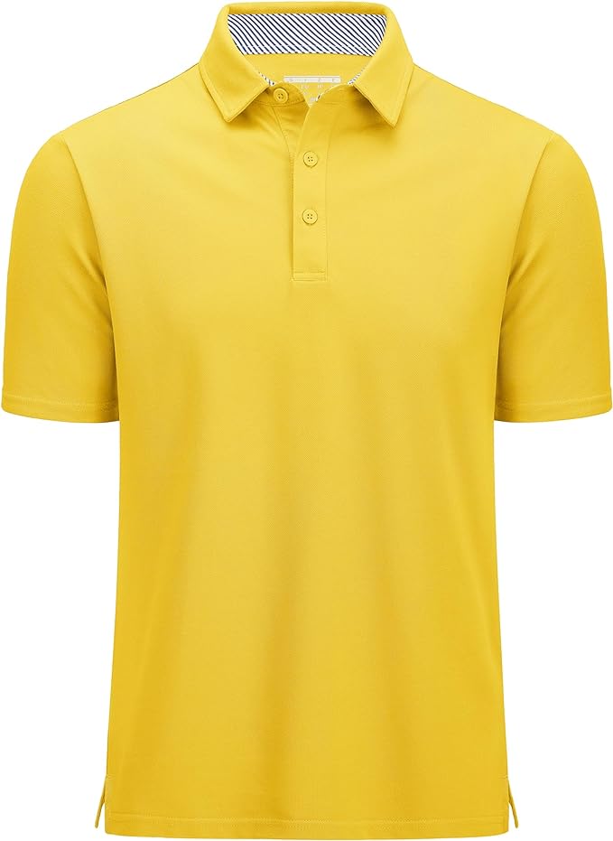 MAGCOMSEN Men's Polo Shirts Short Sleeve Cotton Pique 3 Button Classic Fit Casual T-Shirt Performance Golf Shirts