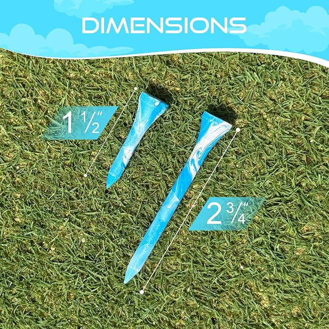 Golf Tees Multiple Colors Mixed Size Package, 100pcs Professional Bamboo/Wood Golf Tees, Size 3-1/4", 2-3/4" & 1-1/2" Reduce Friction and Resistance