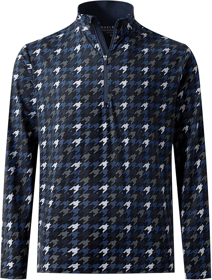 M MAELREG Quarter Zip Golf Pullover Men Dry Fit Long Sleeve Performance Wicking 1/4 Zip Full Print Pullover Mens Sweatshirt
