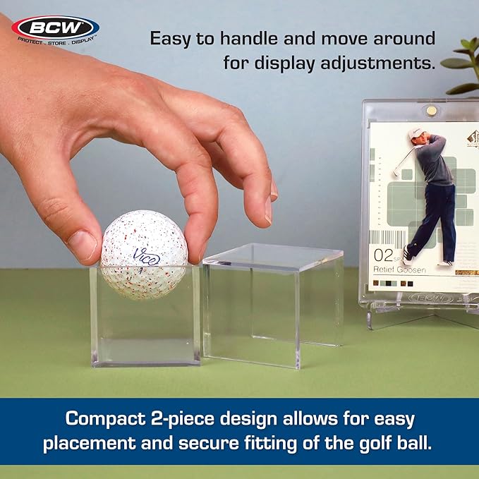 BCW Golf Ball Display Case - 1 ct Clear Polystyrene Shell Golf Ball Display Two-Piece Compact Design Display Case for Your Collectible Golf Ball Golf Ball Holder