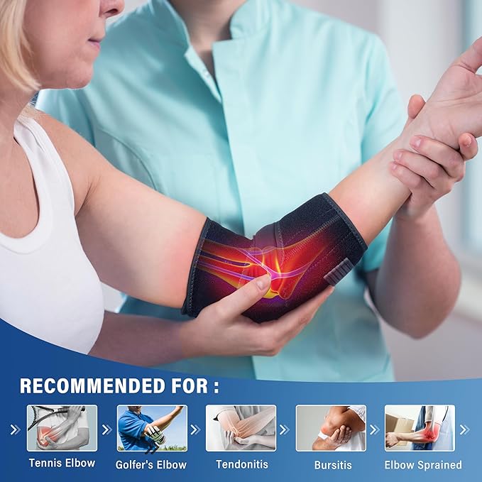 FEATOL Elbow Brace with Ice Pack for Tendonitis and Tennis Elbow-Pain Relief for Cubital Tunnel, Ulnar Nerve Entrapment, Bursitis-Reusable Ice Pack Brace for Men and Women, Medium