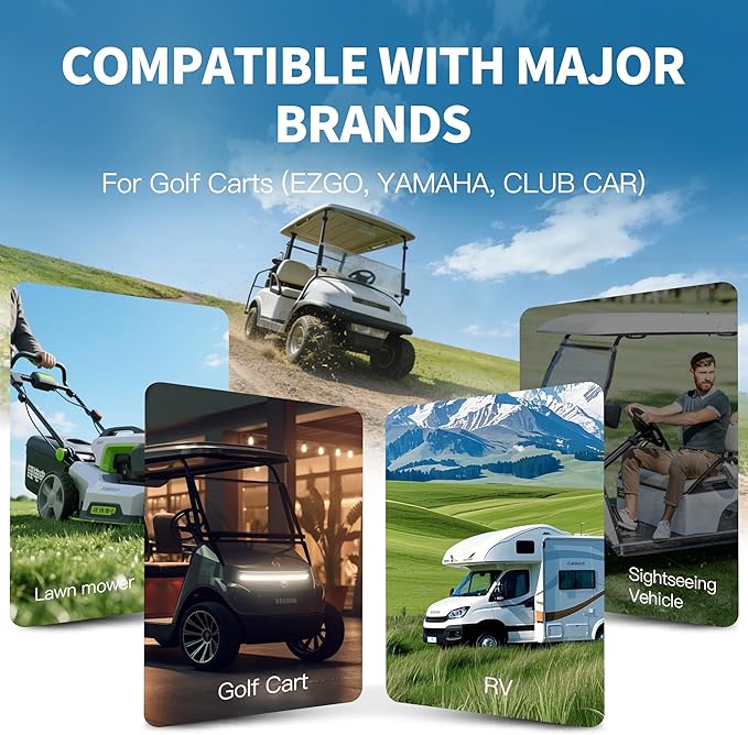 48V 150Ah Lithium Battery Golf Cart with 25A Charger, 48V LiFePO4 Battery, LCD Monitor & Mobile APP, 6000+ Cycles 48V Golf Cart Battery, Built-in 200A BMS, Max 10.24kW Output, Perfect for Golf Carts