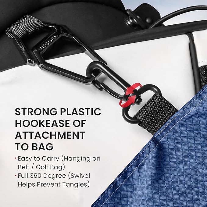 Golf Bag Accessories Valuables Pouch Bags Multi Pocket Zipper Hook with 10 Pcs Wood Golf Tees for Men Women