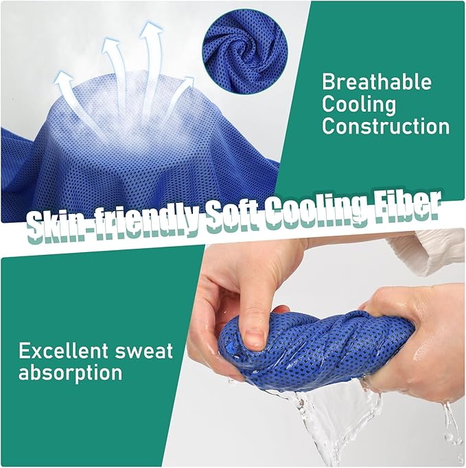 Cooling Towels Pack of 30, 40"*12" Neck Cool Towel Bulk, Cold Towels for Neck and Face, Cooling Rags Sports Towel for Hot Weather, Running, Soccer, Yoga, Gym, Golf