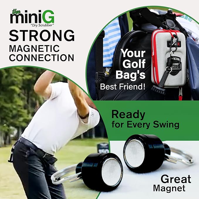 Grooveit Green Mini Golf Brush The MiniG 'Dry Scrubber' Features A Detachable Magnet, Heavy-Duty Nylon Bristles, and 3-Yr Warranty - Used On All Professional Golf Tours - Golf Accessory of 2023