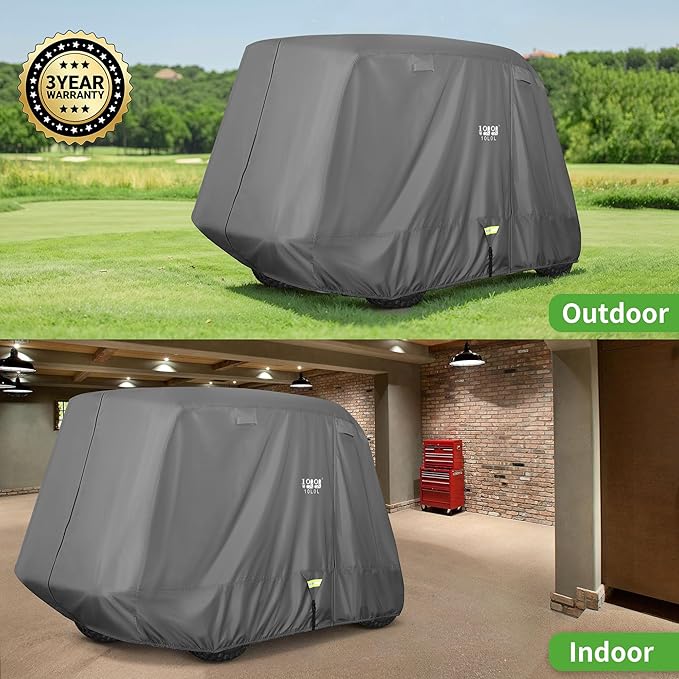 10L0L Heavy Duty 650D Golf Cart Cover for 2/4/6 Passengers EZGO, Club Car and Yamaha, All Weather Outdoor Protection Weatherproof