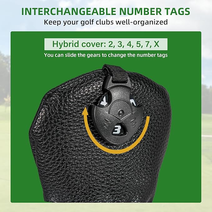 Golf Club Head Covers - 4pcs or 1pc Golf Accessories Club Covers Set for Woods and Driver Fairway Hybrids with Interchangeable Tags