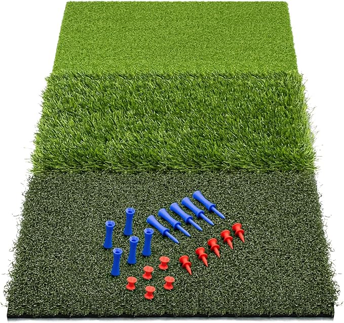 SAPLIZE Foldable Heavy-Duty Golf Hitting Mat with 10mm EVA Backing for Indoor/Outdoor Swing & Chipping, Golf Accessories & Gift for Men & Women