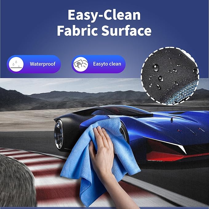 Wknoon. Extra Large Gaming & Office Mouse Pad (31.5" x 11.8") with Durable Stitched Edges – Navy Blue Fast Racing Car Furiously Running on The Race Track, Anti-Slip Rubber Base Extended XXL Desk Mat