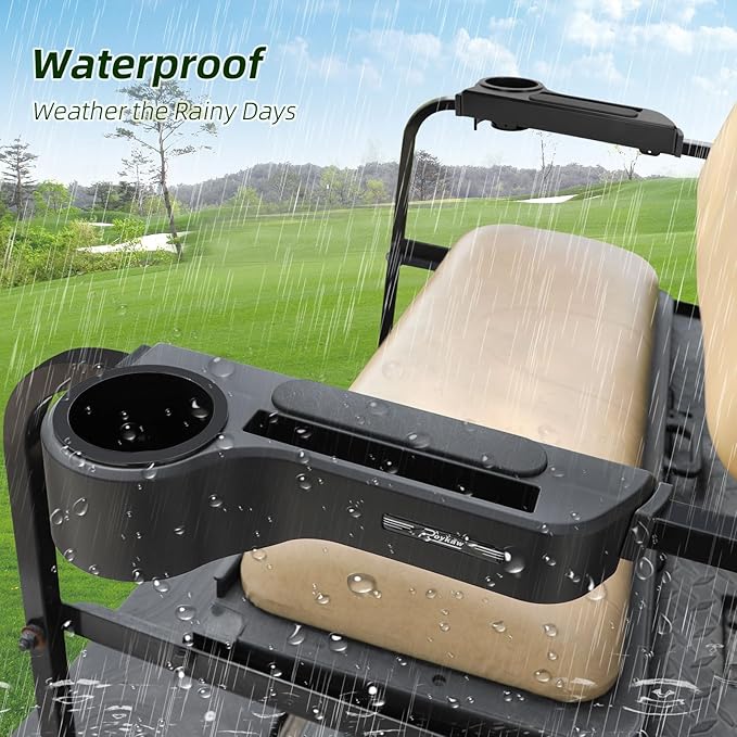 Roykaw Golf Cart Armrest with Cup Holder/Rear Seat Arm Rests Fit for EZGO/Club Car/Yamaha & Most Golf Cart, Upgrade 3rd Gen - with Phone Holder, No Drilling Required, Fit 1.0"/1-1/4" Square Tube Frame