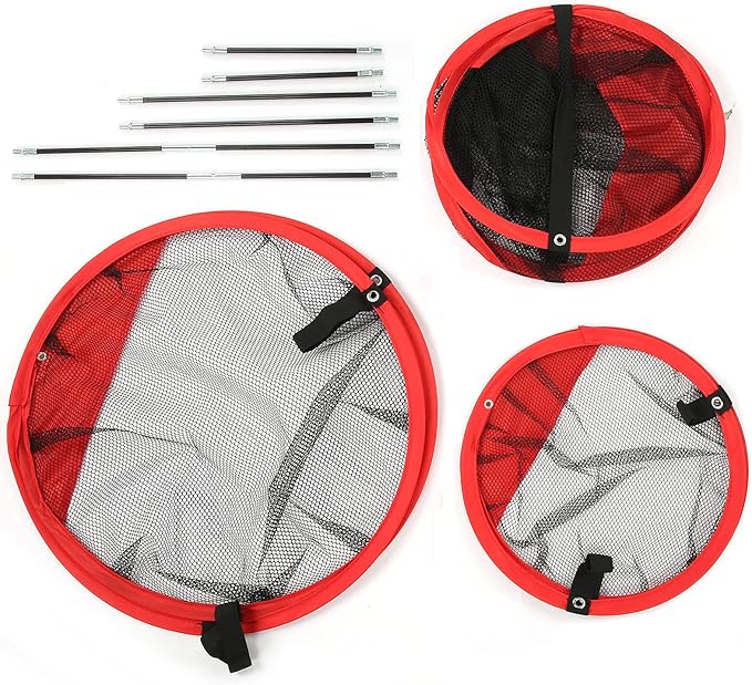 3 in 1 Golf Chipping Net Set, Golf Target Practice Net, Nylon Indoor Outdoor Training Net with Foldable Design, 3 Different Sizes for Backyard Driving Range, Includes 3 Nets and 6