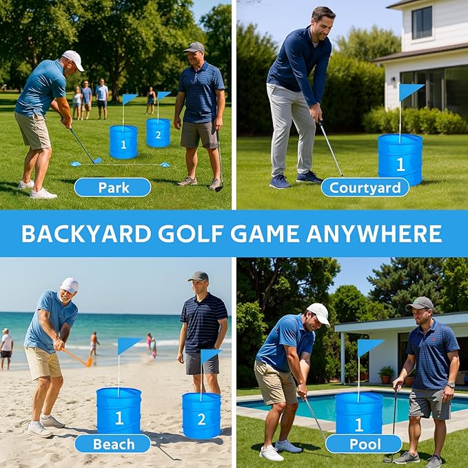 9 Holes Backyard Golf Game with 2 Clubs,Yard Game for Adult and Family,Beach,Lawn,Camping,Park