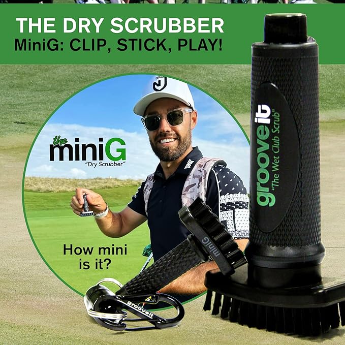 Grooveit Pink Mini Golf Brush The MiniG 'Dry Scrubber' Features A Detachable Magnet, Heavy-Duty Nylon Bristles, and 3-Yr Warranty - Used On All Professional Golf Tours - Golf Accessory of 2023